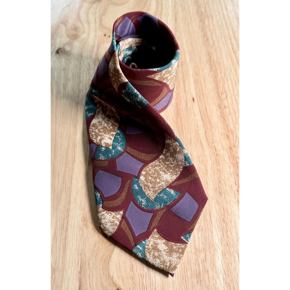 Enrico Coveri Abstract Silk Tie Vintage 90s Bold Designer Statement Tie 61" Long